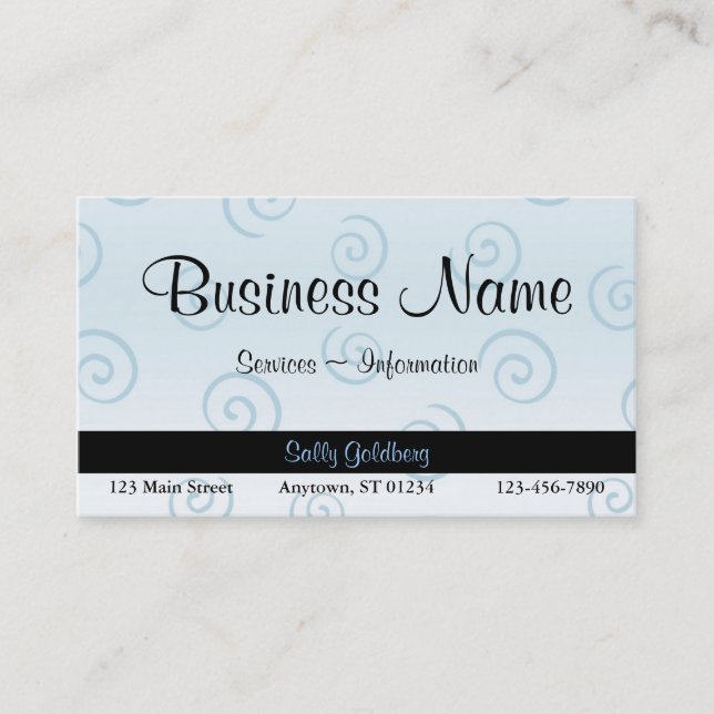 Blue Swirls Business Card (Front)