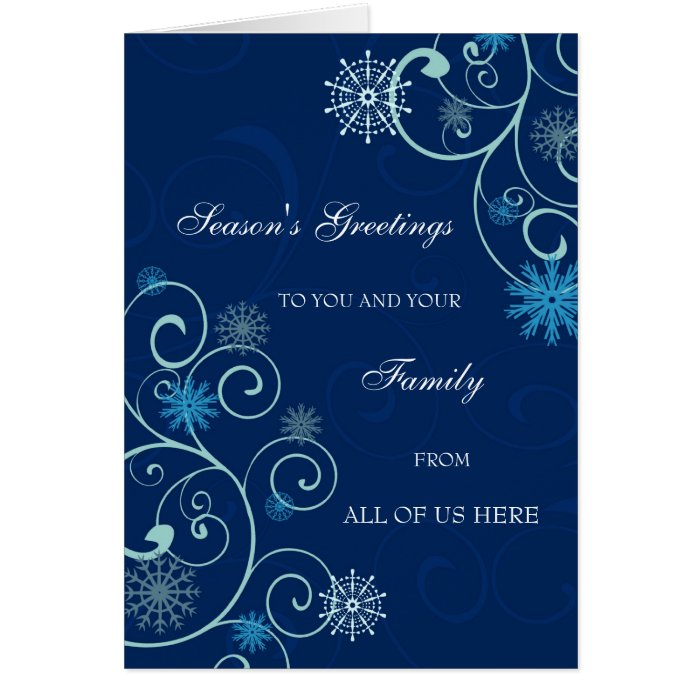 Blue Swirls Business Season's Greetings Card