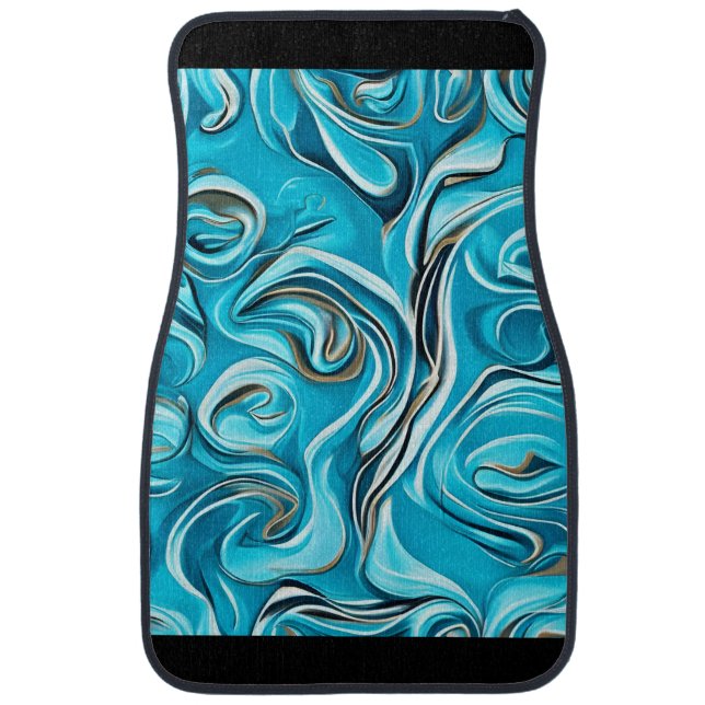 Blue Swirls Digital Abstract Art  Car Floor Mat (Front)