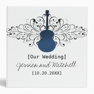 Blue Swirls Guitar Wedding Binder