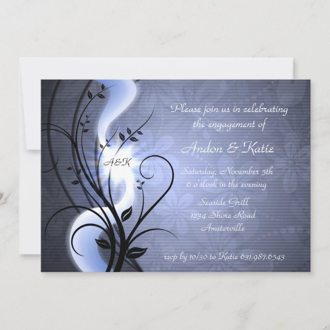 Blue Swirls Invitation (Front)