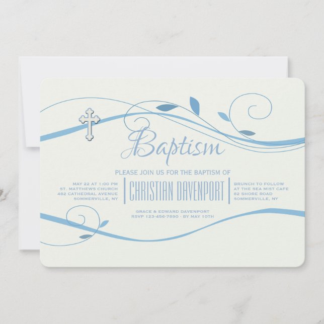 Blue Swirls Invitation (Front)