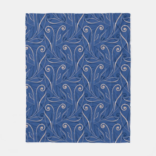 Blue Swirls Pattern Fleece Blanket (Front)