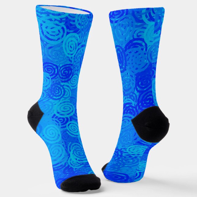 Blue Swirls Pattern Socks (Angled)