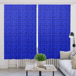 Blue Swirls Patterned Drapes Curtains