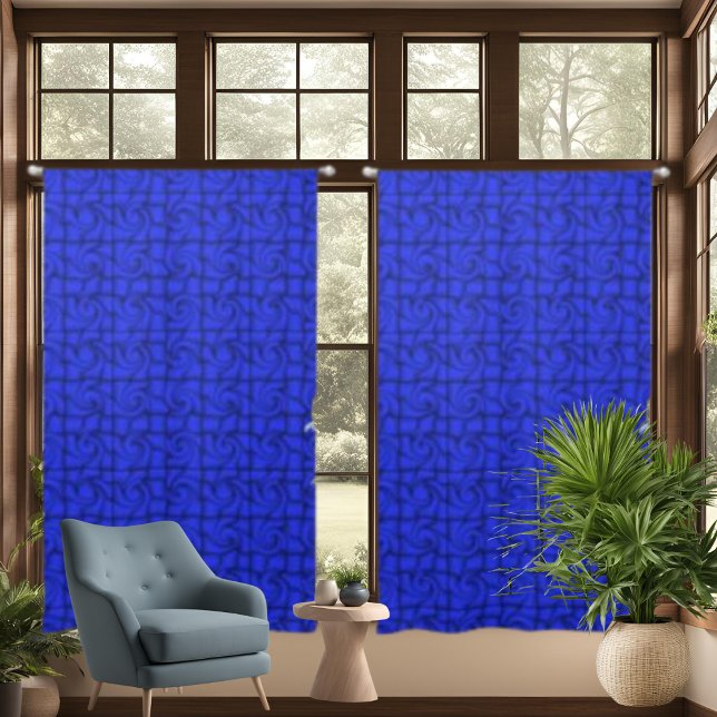 Blue Swirls Patterned Drapes Curtains (Blue Swirls Patterned Drapes Curtains)