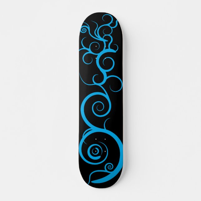 Blue Swirls Skateboard Deck (Front)