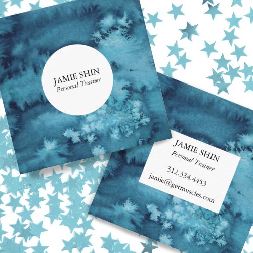 Blue swirls textured business card square