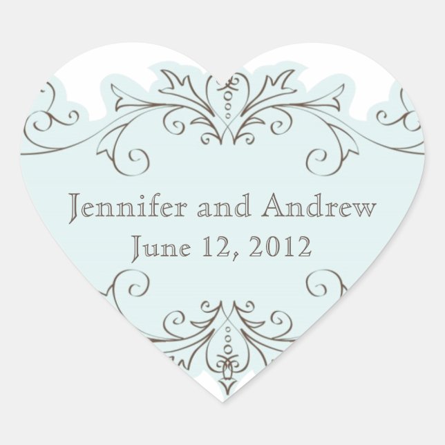 Blue Swirls Wedding Favor Stickers (Front)