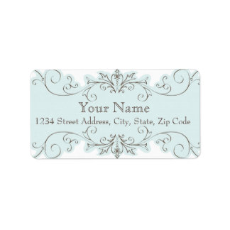 Blue Swirls Wedding RSVP Return Address Labels