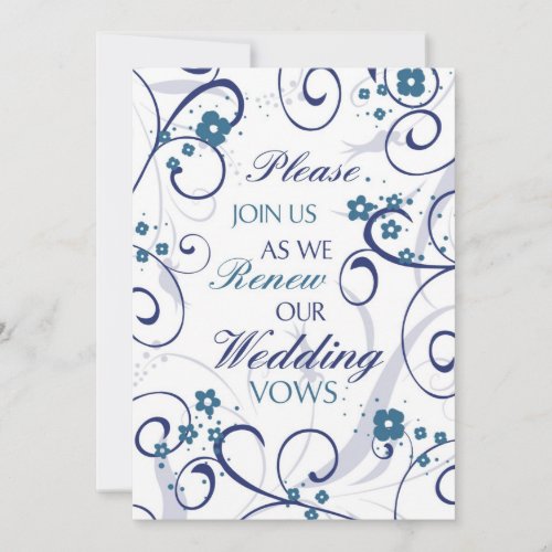 Blue Swirls Wedding Vow Renewal Invitation Card