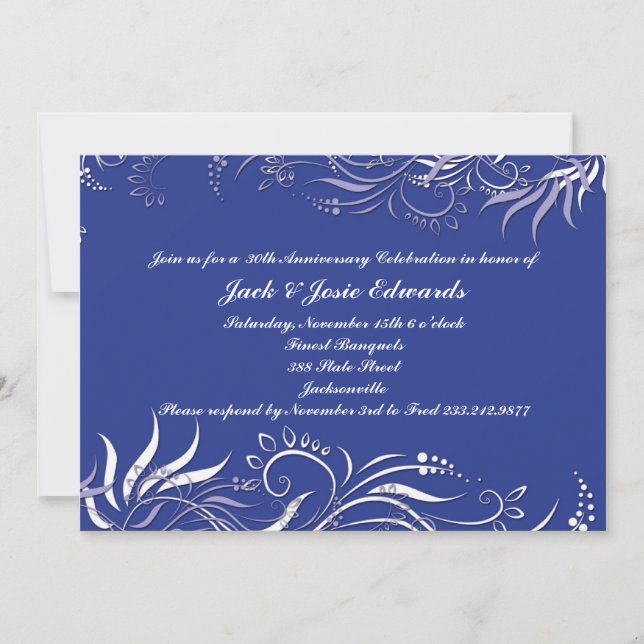 Blue Swirly Anniversary Invitation (Front)