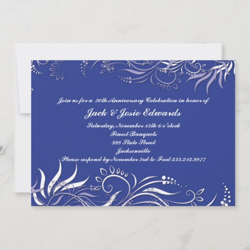 Blue Swirly Anniversary Invitation