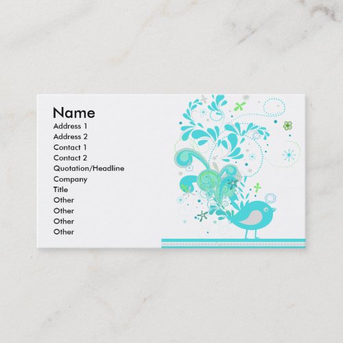 blue swirly bird vector business card