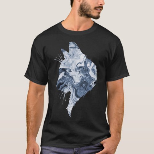 Blue Swirly Cat    T_Shirt