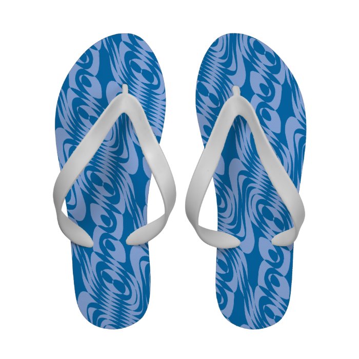 Blue Swirly Circles Flip Flops