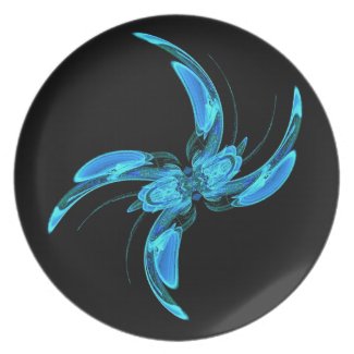 Blue Swirly Fractal Party Plates