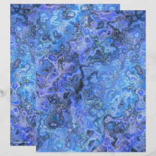 Blue Swirly Marble Scrapbook Paper 2-Sided Page