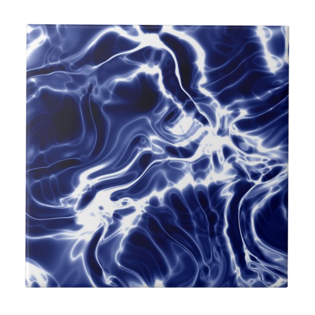 Blue swirly pattern  ceramic tile (Front)