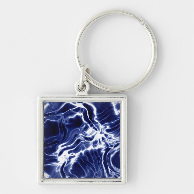 Blue swirly pattern  keychain (Front)