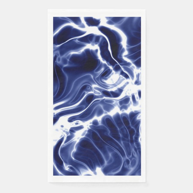 Blue swirly pattern  paper guest towels (Front)