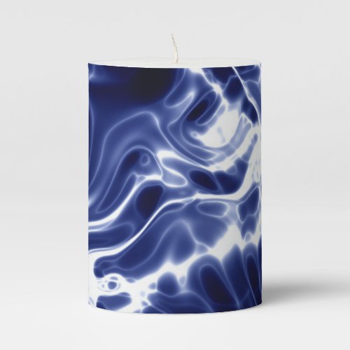 Blue swirly pattern  pillar candle