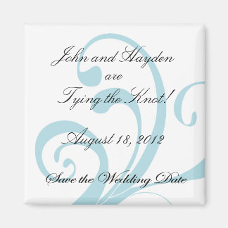 Blue Swirly Save the Wedding Date Magnet