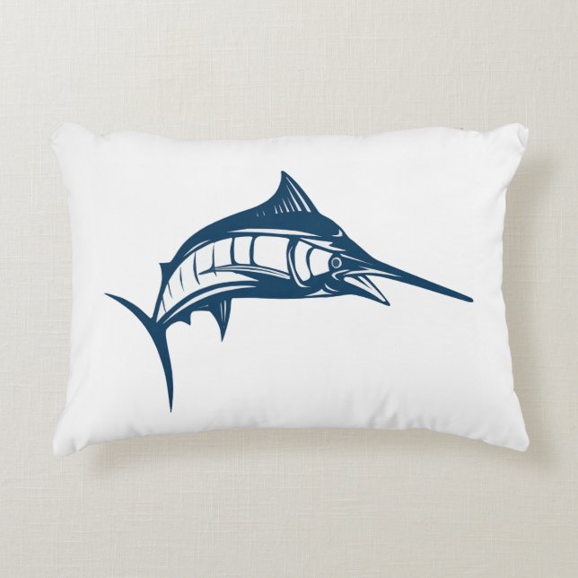 Blue Swordfish Art  Accent Pillow (Front)