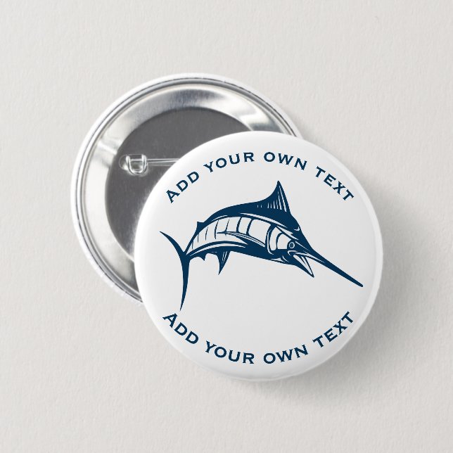 Blue Swordfish Custom Text Button (Front & Back)