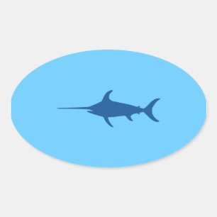 Blue Swordfish Oval Sticker