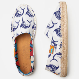 Blue Swordfish Pattern LG, DIY Color Canvas White Espadrilles