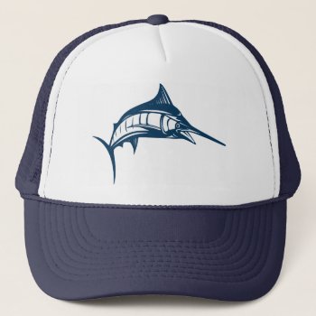 Blue Swordfish Trucker Hat by beachcafe at Zazzle