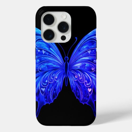 Blue Symphony The Enchanting Butterfly iPhone 15 Pro Case
