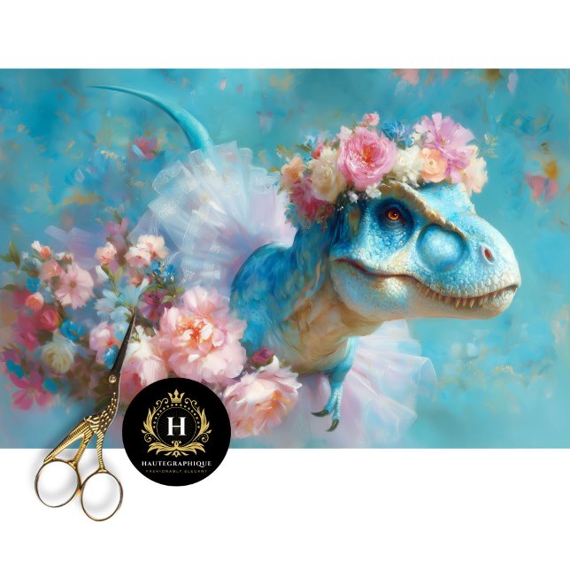 Blue T-Rex Ballerina Floral Crown Decoupage Tissue Paper (Creator Uploaded)
