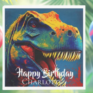 Blue T- Rex Birthday Napkins