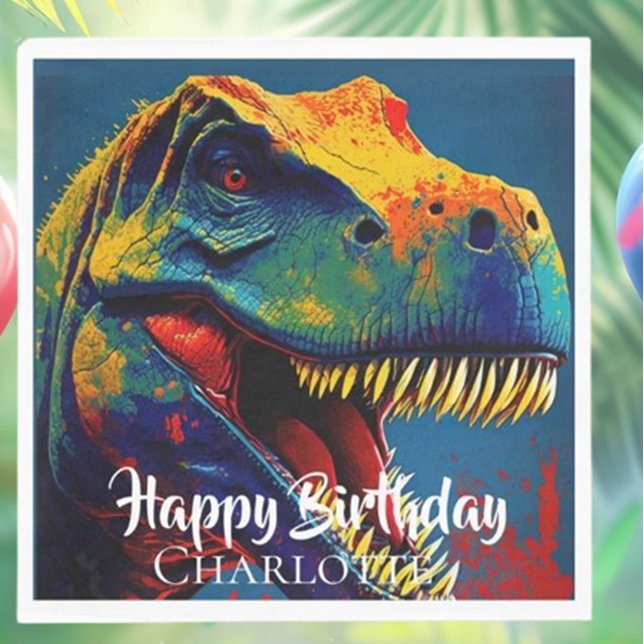 Blue T- Rex Birthday Napkins (Celebrate with style using our Blue T-Rex Birthday Napkins!)