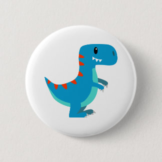 Blue T-Rex Dinosaur Button