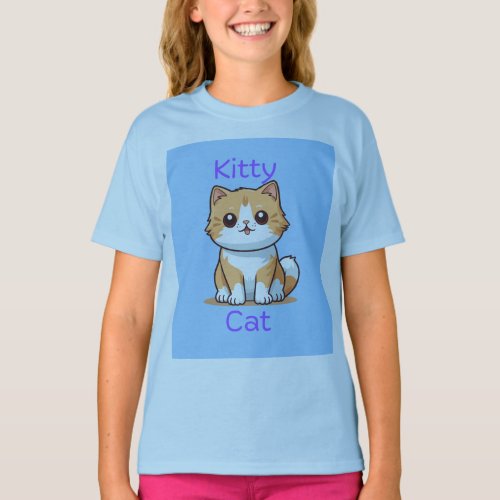 Blue T_shirt for girlcat design T_Shirt