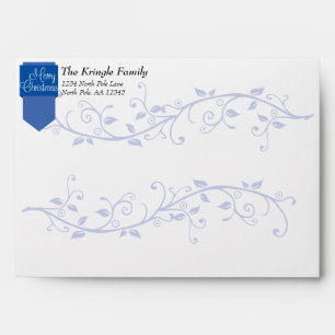 Blue Tab & Flourish Merry Christmas Envelope