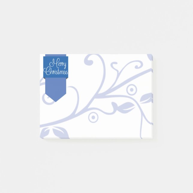 Blue Tab & Flourish Merry Christmas Notes (Front)
