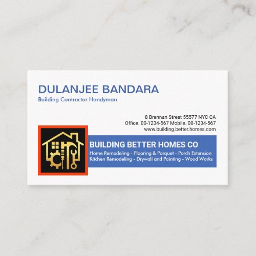 Blue Tab Gold Construction Tools Business Card