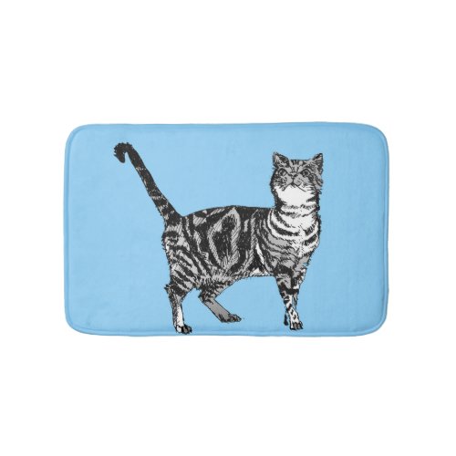 Blue Tabby Cat Pastel Girls Cats pets Bath Mat
