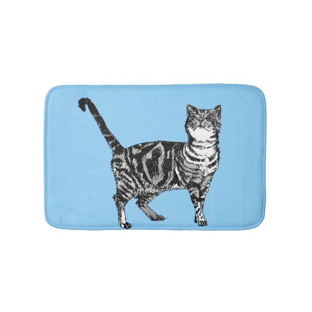 Blue Tabby Cat Pastel Girls Cats pets Bath Mat (Front)