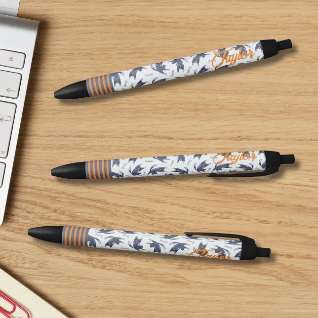 Blue Tabby Cat Pattern Personalized Pen (Cute cat pen design for cat lovers.)