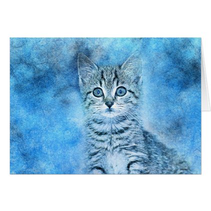 Blue Tabby Kitten | Abstract | Watercolor Card