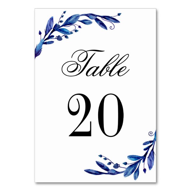 Blue table number. Winter wedding. Navy table Number (Front)