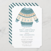 Blue Tacky Ugly Christmas Sweater Party Invitation