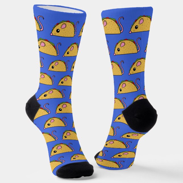 Blue Taco Rat Crew Socks (Angled)