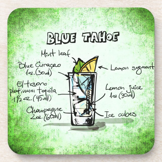 Blue Tahoe Drink Recipe Drink Coaster (Front)