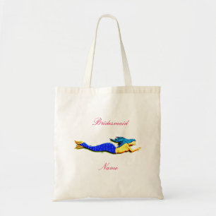 Blue-tail mermaid bridesmaid tote bag